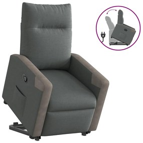 vidaXL Poltrona reclinável elevatória tecido cinzento-escuro