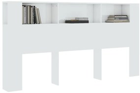 Armário de cabeceira 200x18,5x104,5 cm branco brilhante