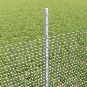 Cerca de Arame Soldado com 44 Postes U Prata 0.5x100 m Aço