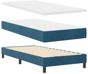 Cama Box com Colchão vidaXL Azul Escuro 90x200 cm Veludo
