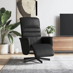 vidaXL Cadeira reclinável com apoio de pés couro artificial preto