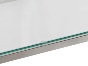 Mesa consola aço inoxidável e vidro temperado prateado