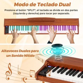 Piano digital de 88 teclas tamanho real com teclas semi-contrapesadas, altifalantes duplos, modo de teclado duplo e 3 pedais, suporte ajustável para p