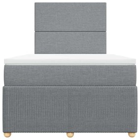 Cama boxspring com colchão 120x190 cm tecido cinzento-claro