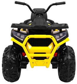 Moto 4 elétrica para crianças 12V 4x4 45W Deserto com Rodas Espuma EVA, Assento couro ecológico, som Crianças Até 30 kg Amarela