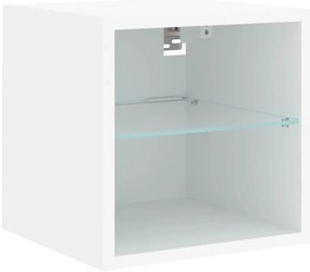 Móveis de parede p/ TV com luzes LED 2 pcs 30x28,5x30 cm branco