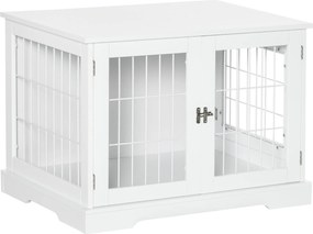 Gaiola para cães 2 em 1: mesa auxiliar e gaiola com 2 portas com fechadura 76 x 54,5 x 56 cm - Metal e MDF