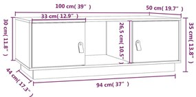 Mesa de centro 100x50x35 cm pinho maciço