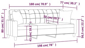 Sofá 3 lug. c/ almofadas 180 cm couro artif. cappuccino