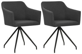 vidaXL Cadeiras de jantar giratórias 2 pcs tecido cinzento-escuro