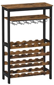 Rack para 24 garrafas com suportes para copos. | SONGMICS | 66 x 29 x 104 cm | preto | KWR028B01.
