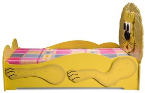 Cama para criança Animais Leão Pequena 165 x 87 x 112 cm, Oferta colchão e Estrado, confortável, capacidade de 100 kg Amarelo