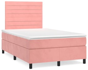 Cama box spring c/ colchão luzes e LED 120x190 cm veludo rosa
