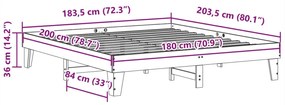 Cama sem colchão 180x200 cm madeira de pinho maciça