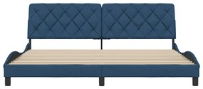 Estrutura de cama sem colchão 200x200 cm tecido azul