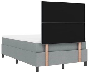 Cama Box Spring com Colchão Cinza Claro Cama Pequena de Tecido