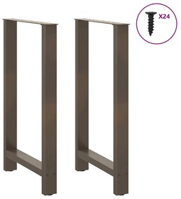 Pés de mesa de bar em aço natural, 2 peças, 60x(100-101) cm, aço