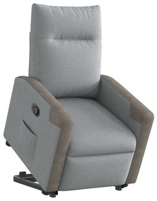 Poltrona reclinável elevatória tecido cinzento-claro