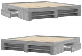 Estrutura de cama 200x200 cm derivados madeira cinzento sonoma