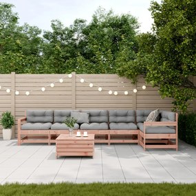 7 pcs conj. lounge jardim com almofadões madeira douglas maciça