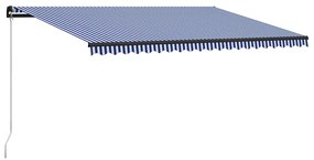 vidaXL Toldo retrátil manual 500x300 cm azul e branco