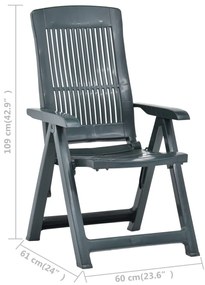 Cadeiras de jardim reclináveis 2 pcs plástico verde