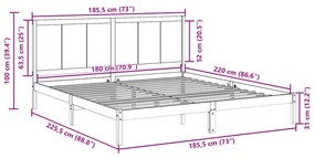 Cama extra longa sem colchão 180x220 cm madeira maciça