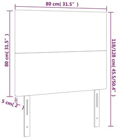 Cabeceira de cama c/ LED veludo 80x5x118/128 cm cinza-escuro