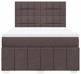 Cama com molas/colchão 160x200 cm tecido castanho-escuro
