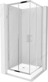Mexen Rio cabina de duche quadrada 90 x 90 cm, transparente, cromado + base de duche, branco - 860-090-090-01-00-4510