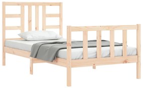 Estrutura de cama com cabeceira 90x190 cm madeira maciça