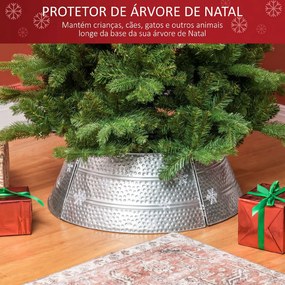 Saia para Árvore de Natal em Metal Impermeável, Decoração para Festas e Casa, 66x66x23 cm, Prateado
