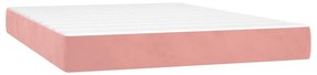 Cama box spring c/ colchão/LED 140x200 cm veludo rosa