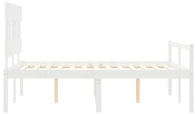 Estrutura de cama com cabeceira 120x200cm madeira maciça branco