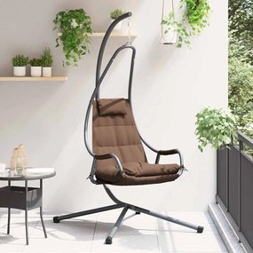 vidaXL Cadeira Suspensa com Suporte e Almofada Café em Aço.
