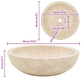 Lavatório 40x12 cm mármore creme