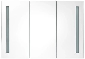 Armário espelhado casa de banho LED 89x14x62cm cinzento cimento