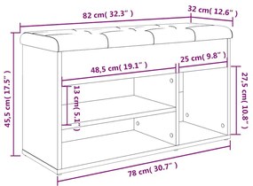 Banco sapateira 82x32x45,5cm derivados madeira cinzento cimento