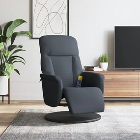 vidaXL Cadeirão massagens reclinável c/ apoio pés veludo cinza-escuro