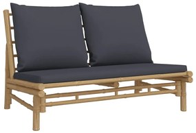 5 pcs conjunto lounge jardim bambu c/ almofadões cinza-escuro