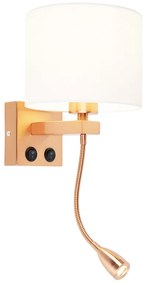 LED Candeeiro de parede Art Deco cobre com cúpula branca - Brescia Moderno