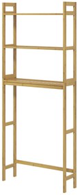 Estante sobre Sanita de Bambu com 3 Prateleiras Pés com Almofadas Antiderrapantes e Anti-Tombo 68x20x135 cm Madeira