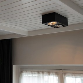 Foco quadrado preto 2 luzes - Kaya