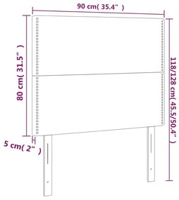 Cabeceira cama c/ LED 90x5x118/128cm couro artificial cinzento