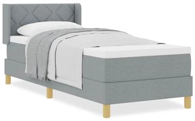 Cama Box com Colchão em Cinza Claro, 80 x 200 cm, Tecido