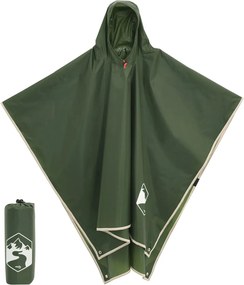 vidaXL Poncho de chuva com capuz design 2 em 1 223x145 cm verde