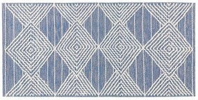 Tapete de lã creme e azul 80 x 150 cm DATCA Beliani