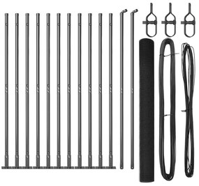 Conjunto de Postes de Cerca Conjunto de 2 Cinza Metal, PVC