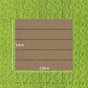 Cobertura para Teto Retrátil de 2,5x2,55 m para Pérgola 3x3 Tecido de Substituição com 10 Orifícios de Drenagem Castanho