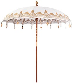 vidaXL Guarda-sol Outros Manual Creme x 250 cm Algodão e madeira